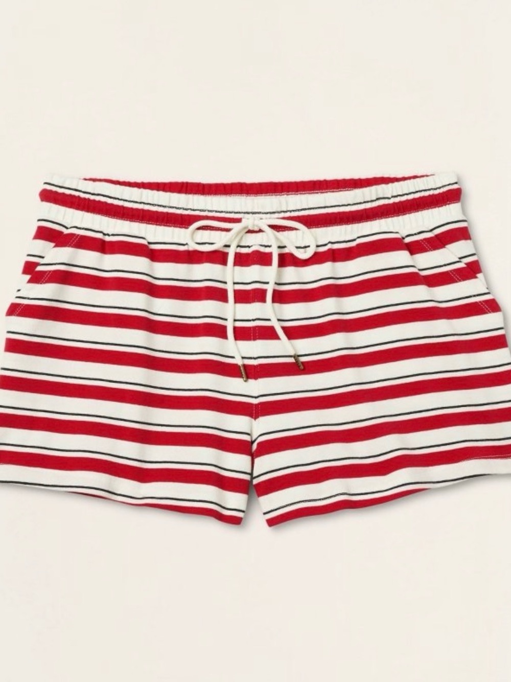 Women's High-Rise Drawstring Knit Pull-On Shorts Parke x Target Red/Navy Striped